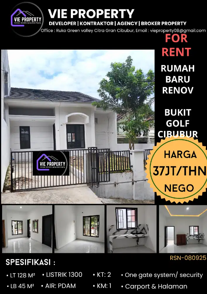 Disewakan Rumah Baru Renov di Bukit Golf Cibubur