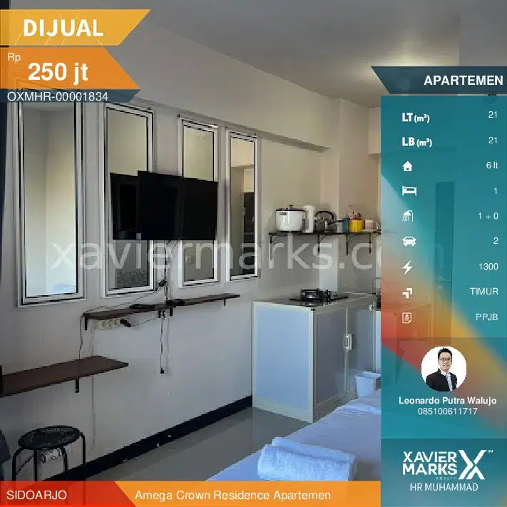 Apartemen Amega Crown Residence tipe studio furnish lantai 6 PPJB
