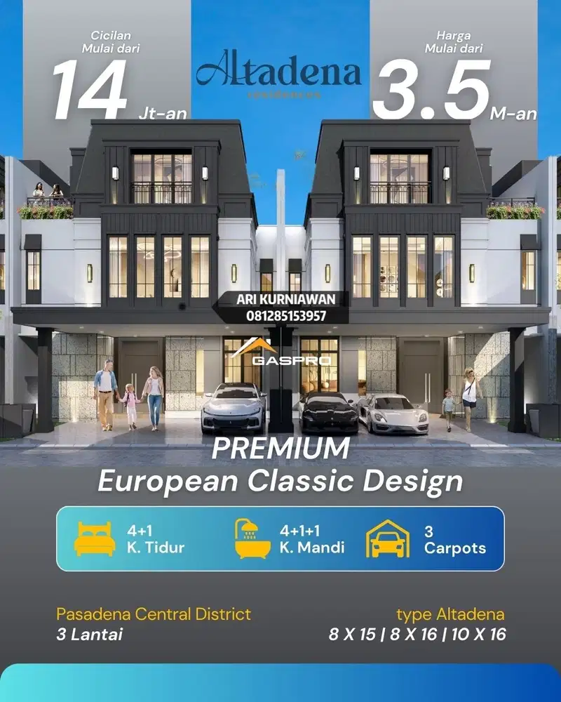 ALTADENA RESIDENCE rumah Terbaru 3Lantai Boulevard Gading Serpong BSD