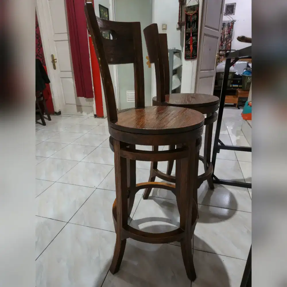2pcs Kursi Kayu Putar Kayu Solid Meja Makan Bar Cafe Resto Restoran