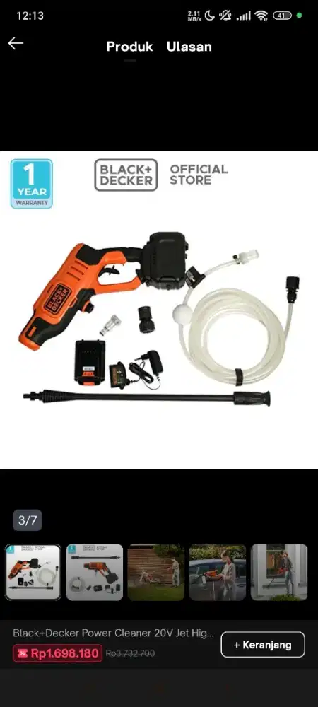 Black & Decker Power Cleaner 20V High Pressure Washer