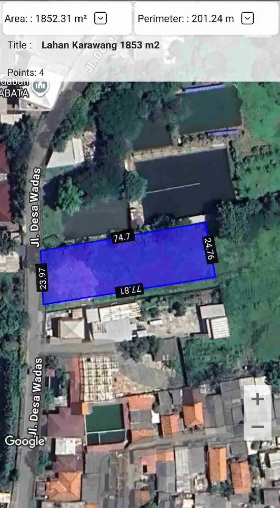 Dijual Tanah 1853 m2 Lokasi Strategis Di Karawang Barat
