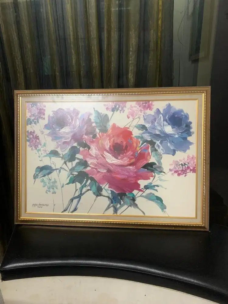 Preloved Vintage Lukisan Tangan-Lukisan Bunga