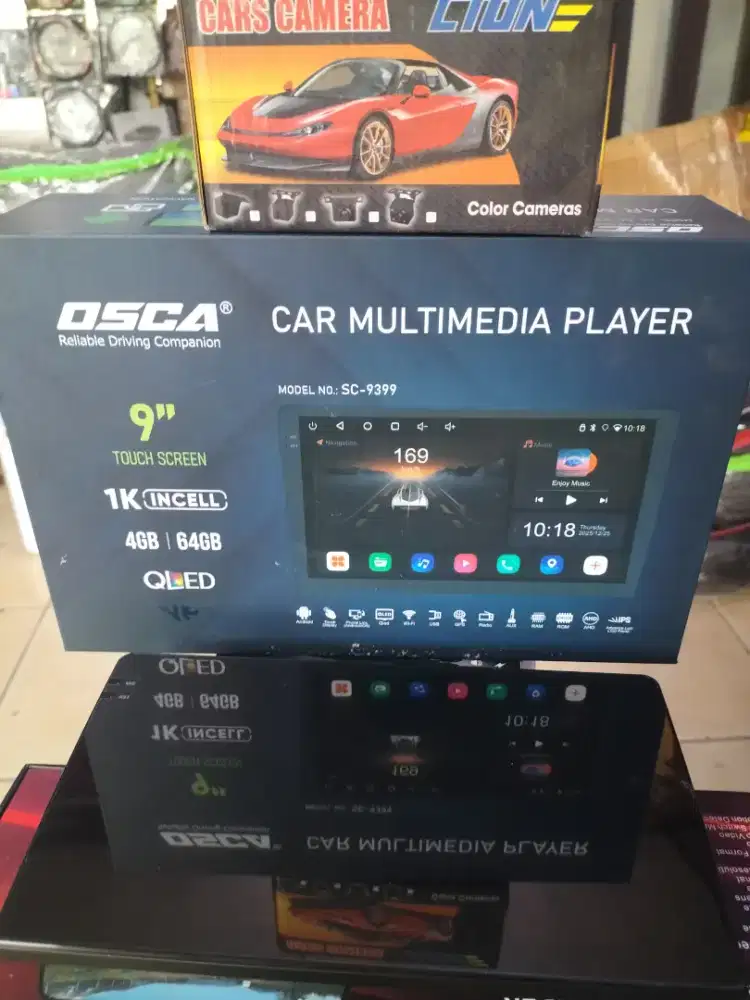 Head unit Android 9in Osca 4/64 Qled+kamera+pasang