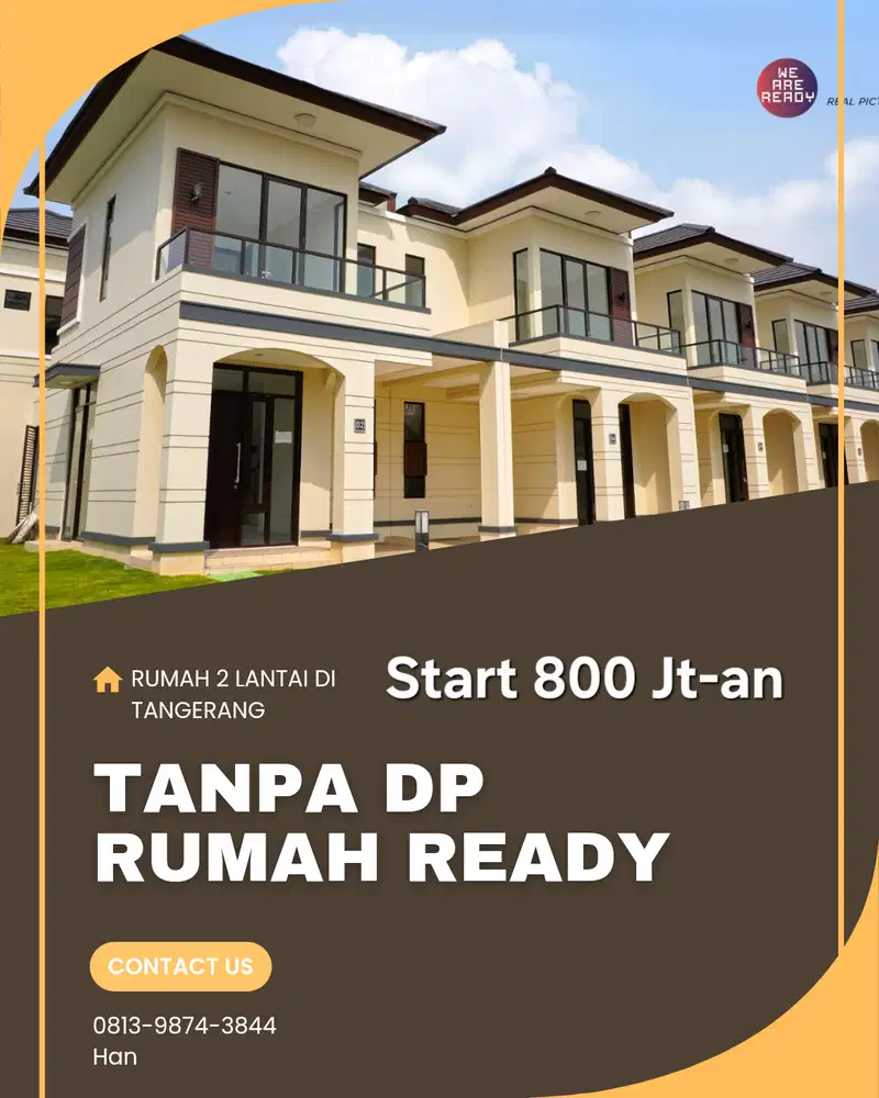 rumah 2 lantai. DP 0%. siap huni. free BPHTB dan ajb
