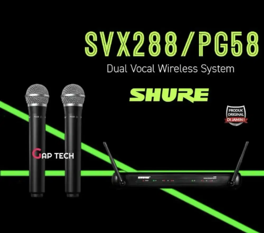 Mic wireless Shure Svx 288 PG58 svx 288 pg 58 dual vocal wireless ori