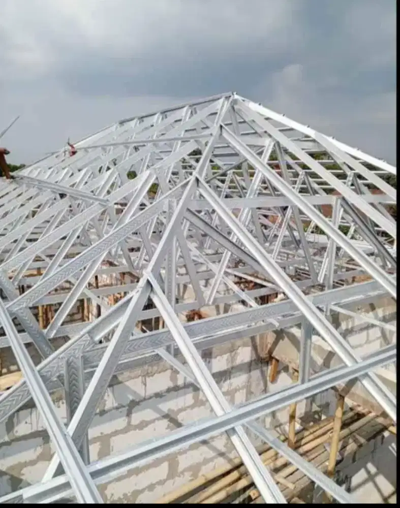 Rangka atap bajaringan+Gentang metal pasir