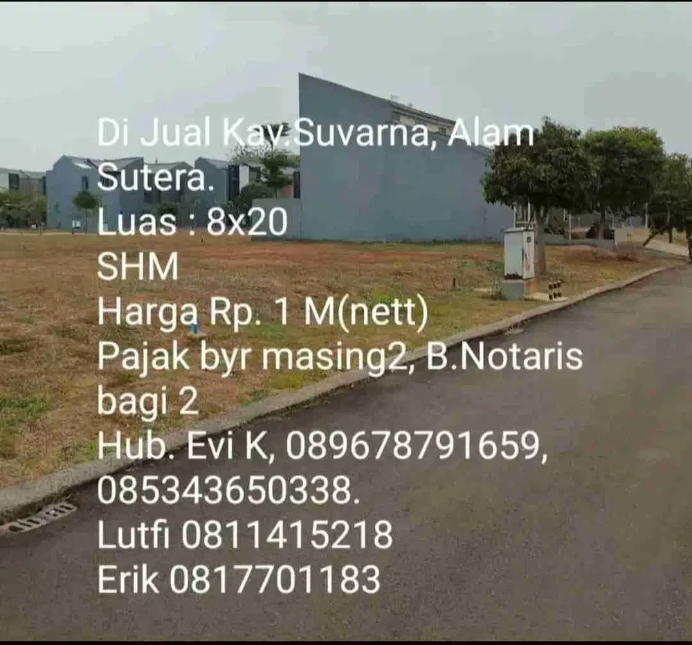Dijual Kavling di Kompleks Suvarna Alam Sutera Tangerang
