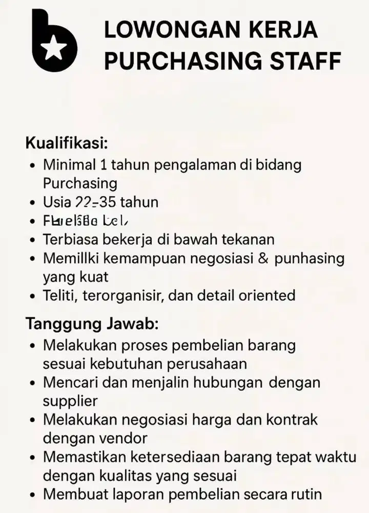 DICARI STAFF PURCHASING WANITA