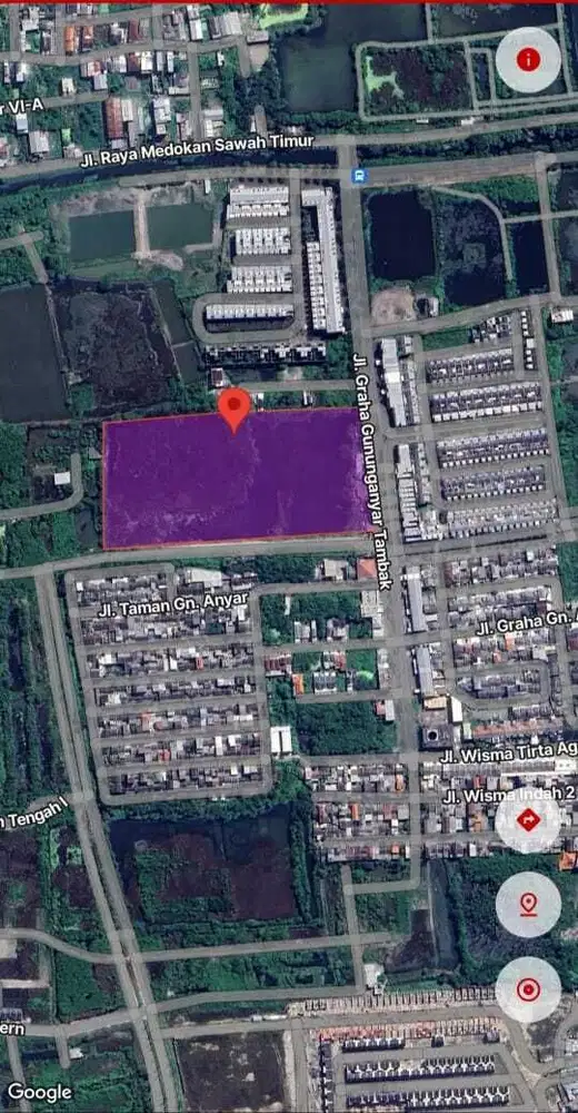 JUAL  TANAH GRAHA GUNUNG ANYAR SURABAYA
