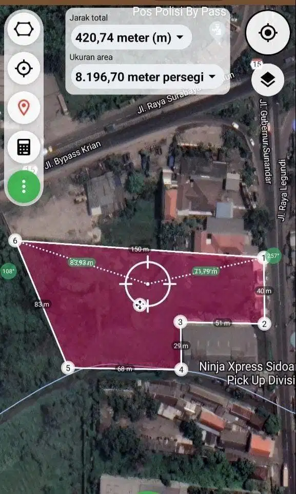 Dijual Tanah Pinggir Jalan Raya Strategis di Krian Sidoarjo