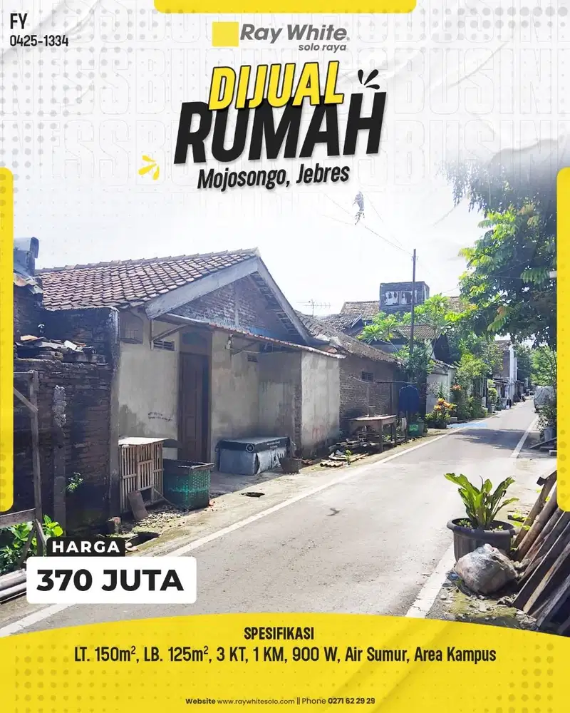 Rumah Solo dekat dengan kampus UNS di Mojosongo, Jebres, Surakarta