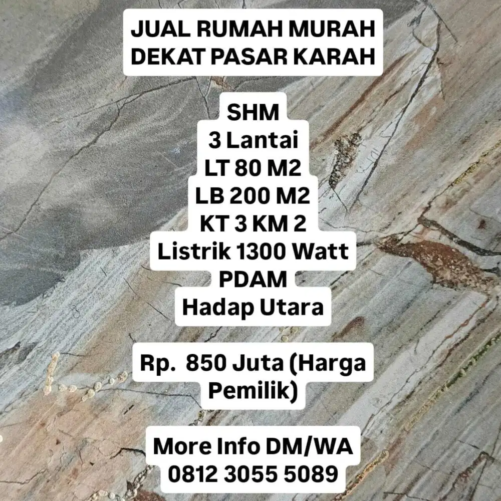 JUAL RUMAH MURAH DEKAT PASAR KARAH