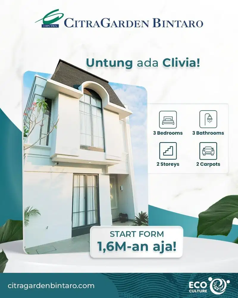 Dipasarkan Citra Garden Bintaro Tipe Clivia Harga Menarik