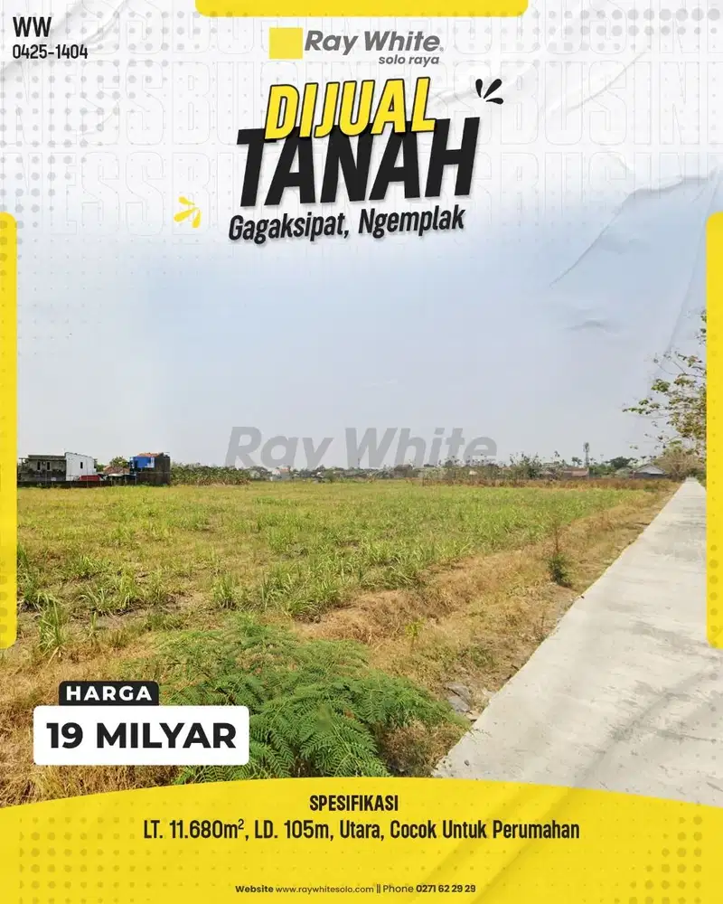 Dijual Tanah Luas 1,1Ha di Gagaksipat, Ngemplak, Boyolali