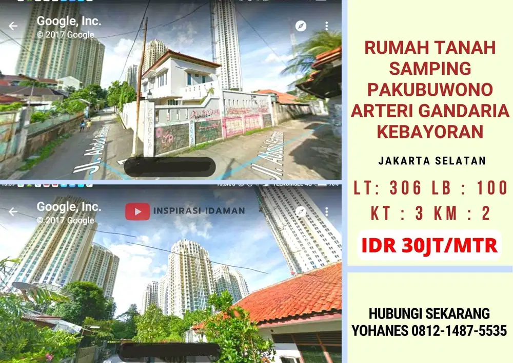 Rumah Tanah samping Pakubuwono Arteri Gandaria kebayoran