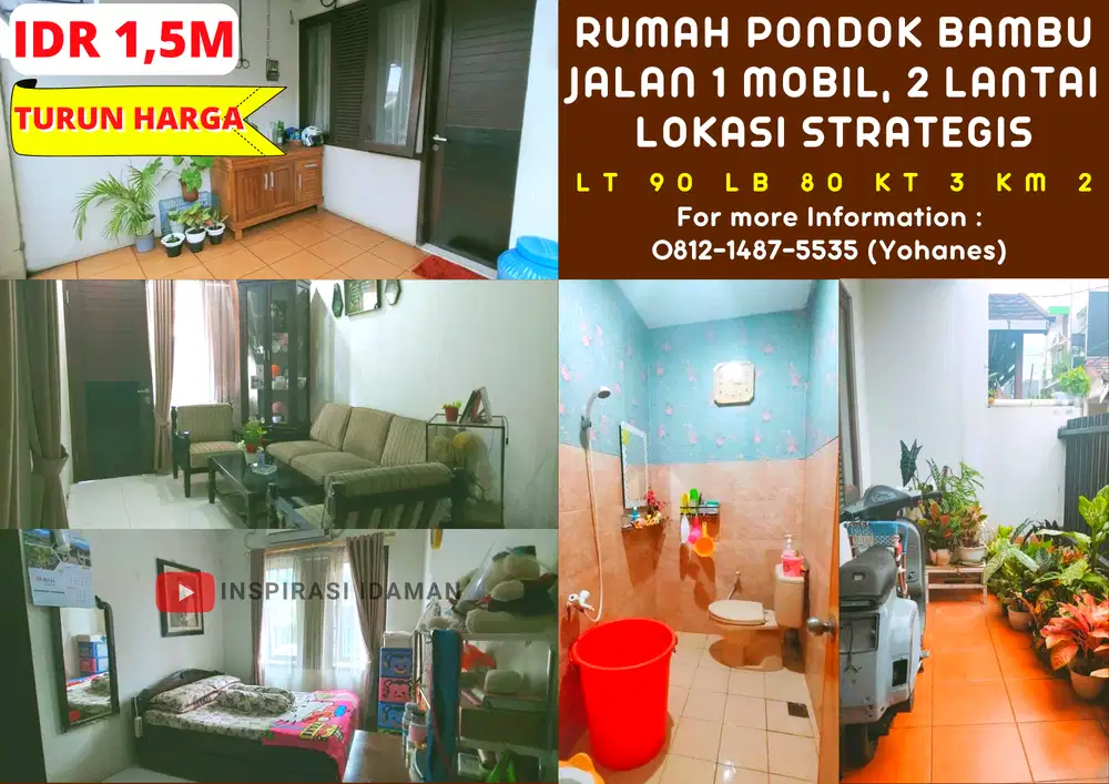 Rumah 2 Lantai lokasi Strategis Pondok Bambu