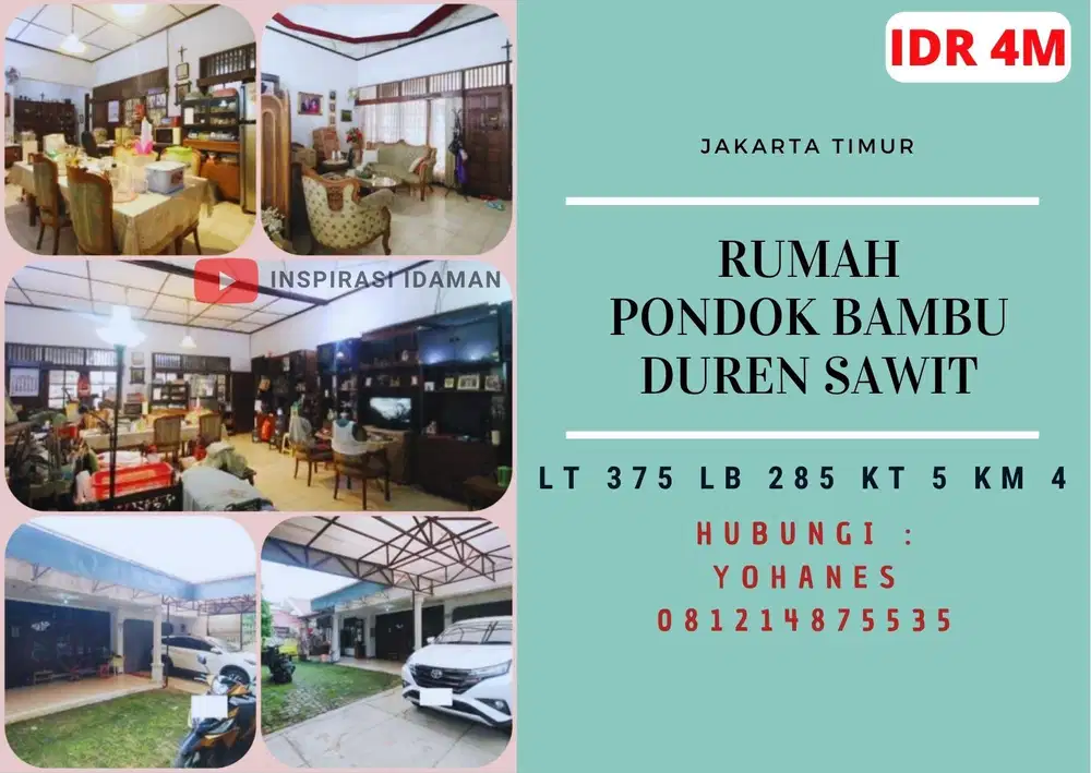 Rumah Pondok Bambu Lt375 Duren Sawit Nego