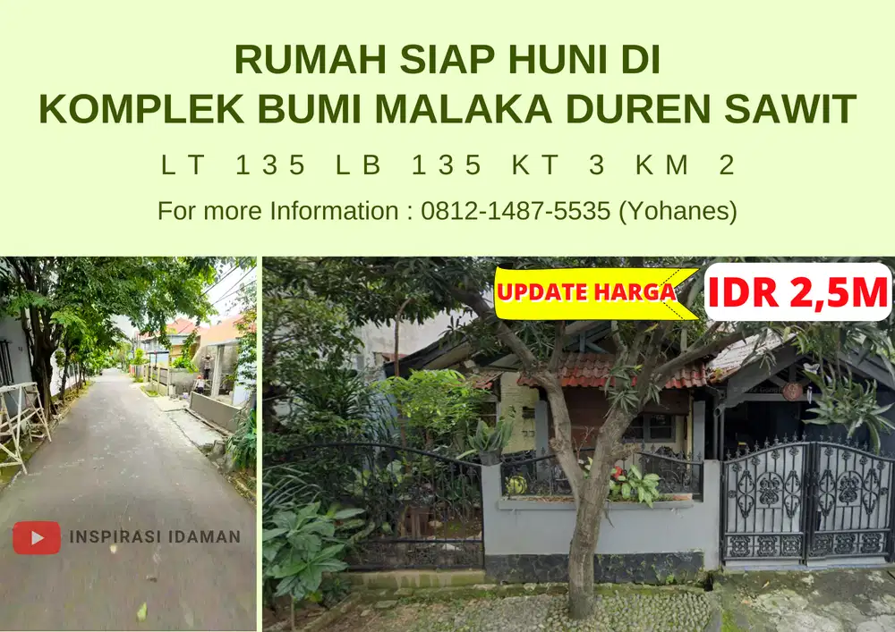 Rumah Huni di Komplek Bumi Malaka Duren Sawit