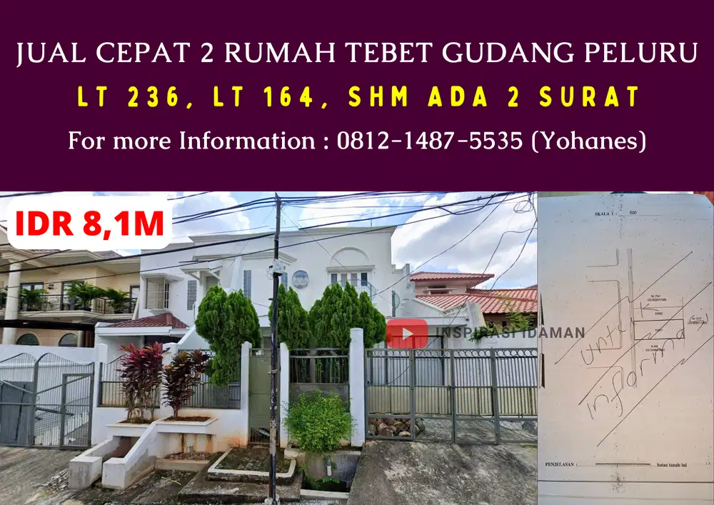 Jual Cepat 2 Rumah 400mtr Tebet Gudang Peluru