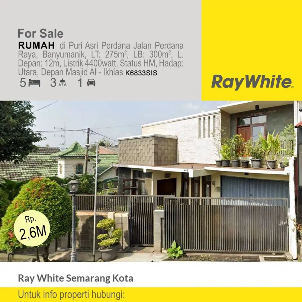 Dijual rumah di Puri Asri Perdana Banyumanik