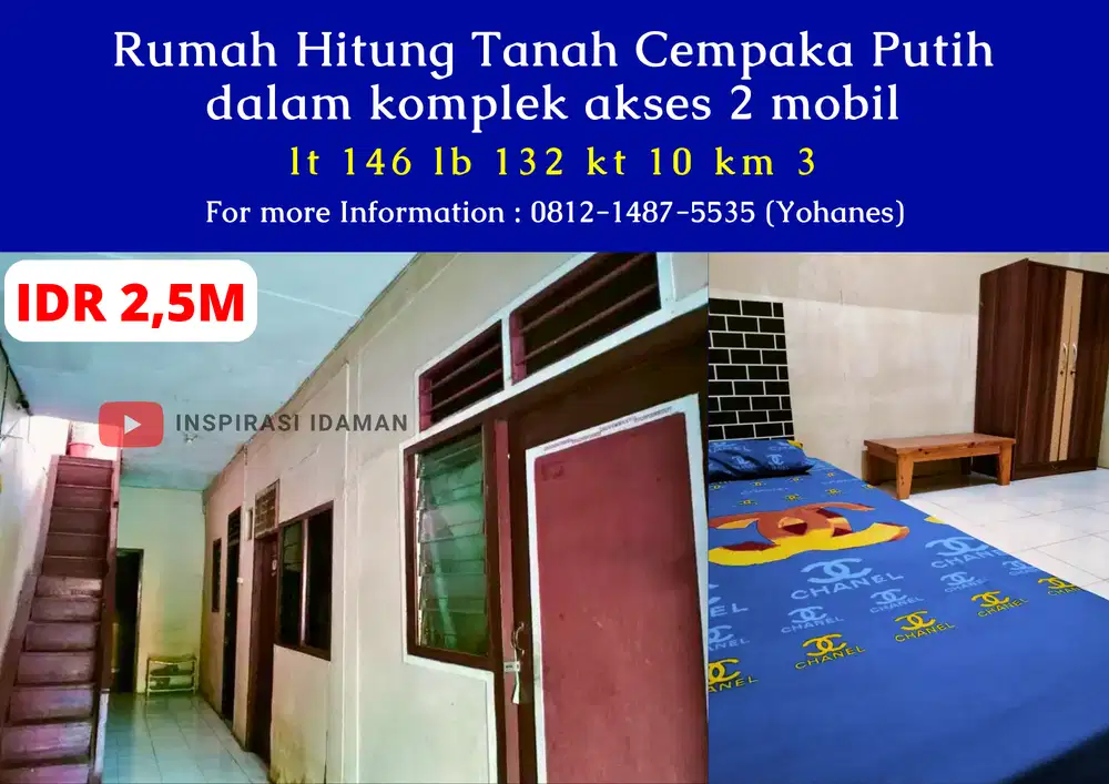 Rumah Hitung Tanah Cempaka Putih dalam komplek