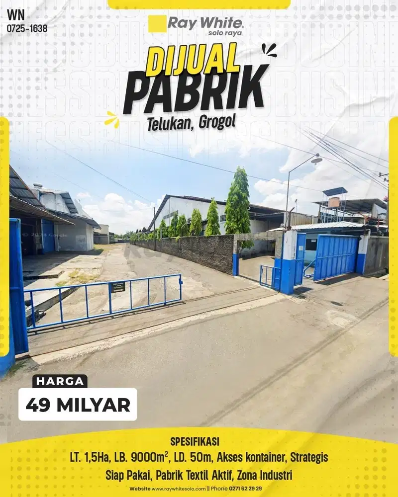 Dijual Pabrik Aktif Strategis di Kawasan Industri Telukan, Grogol