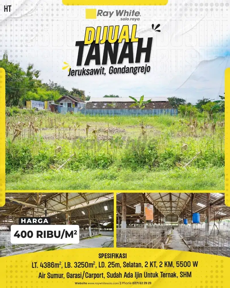 Dijual Tanah Bonus Bangunan, Ex Peternakan, Ijin Aktif di Jeruksawit