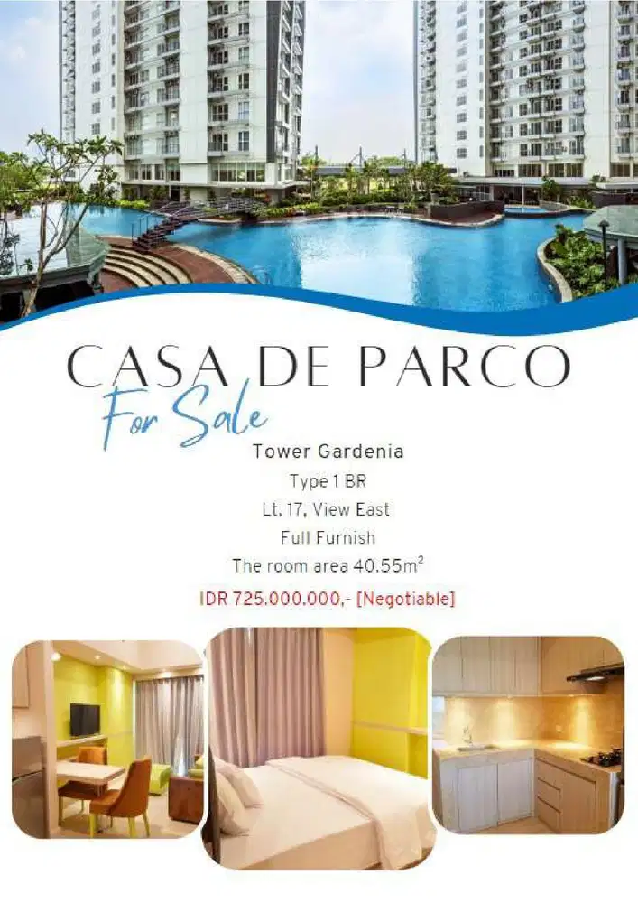 Dijual Apartement Casa De Parco Type 1 BR