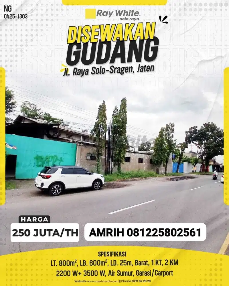 Disewakan Gudang Strategis di Jl. Raya Solo-Sragen, Jaten