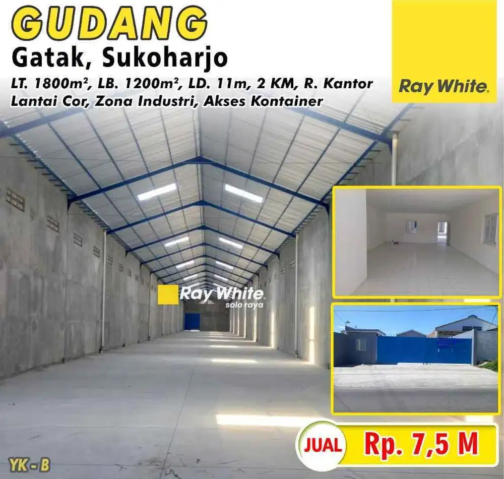 Dijual Gudang Luas & Modern di Gatak, Sukoharjo - Cocok untuk Bisnis