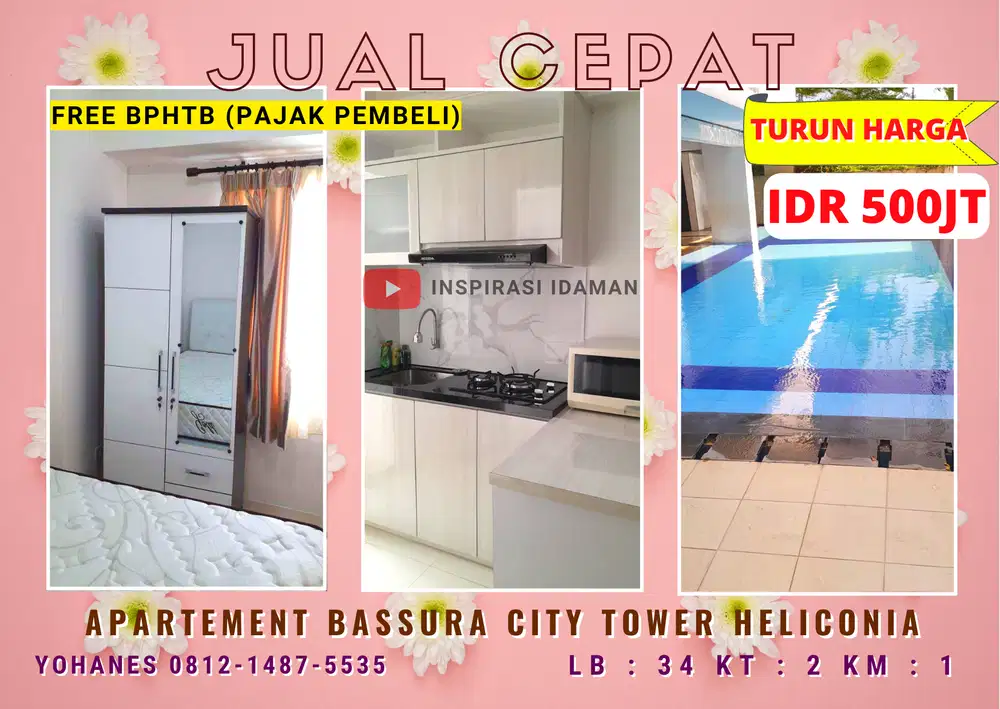 Apartement Bassura City 2BR Semi Furnish Tower Heliconia