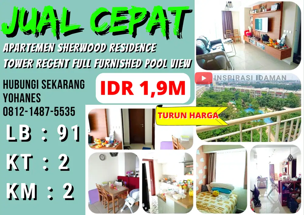 Apartemen Sherwood Residence Full Furnished Pool View