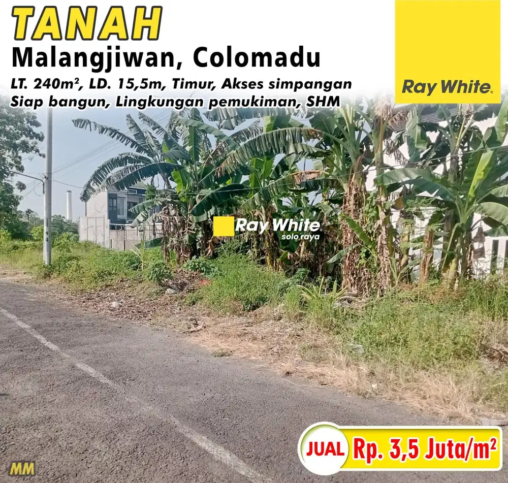 Tanah Siap Bangun Lokasi Colomadu Hanya 100m dari Jalan Raya