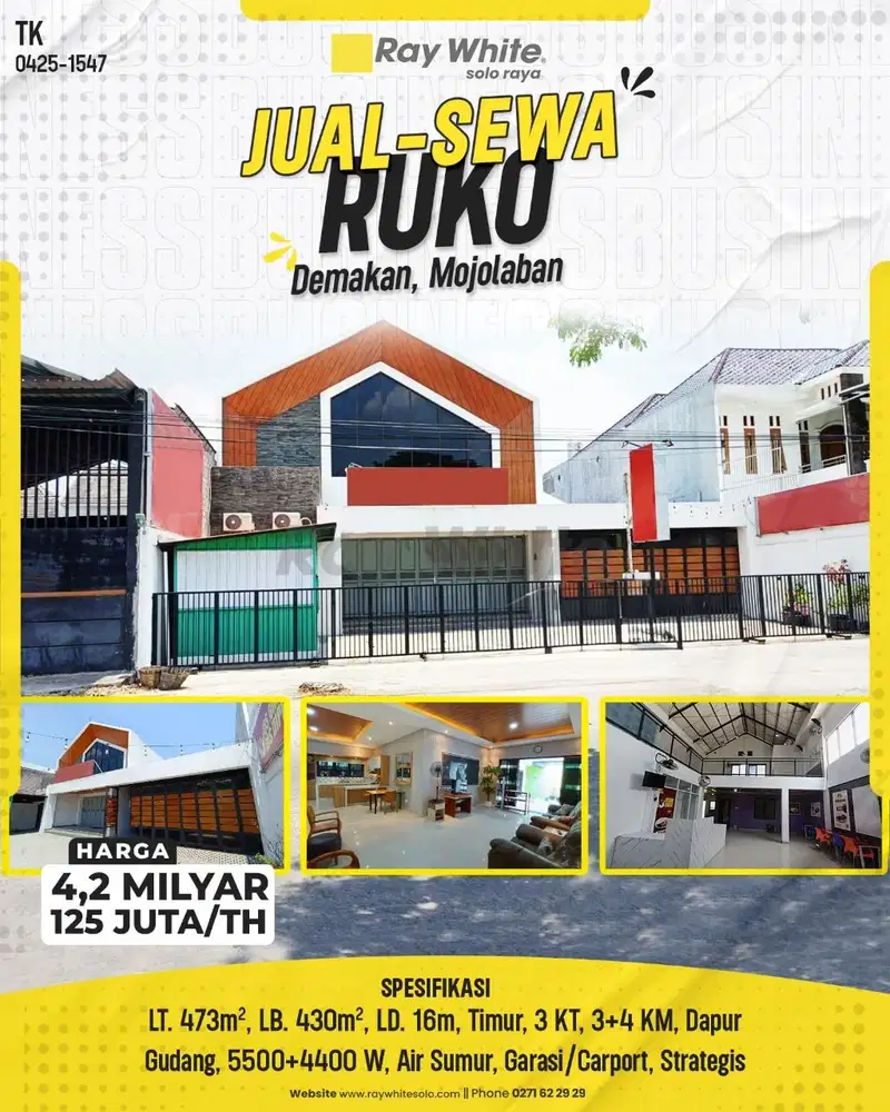 Ruko/Ruang Usaha Cocok Untuk Restoran, Desain Modern di Demakan