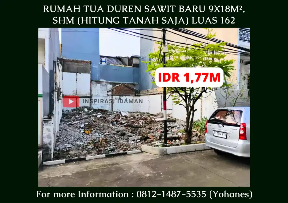 Rumah Tua Duren Sawit Baru 9x18M, SHM (Hitung Tanah Saja)