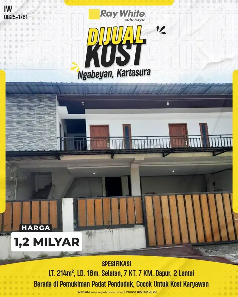 Dijual Kost 7 Kamar (7 KM Dalam) di Ngabeyan, Kartasura