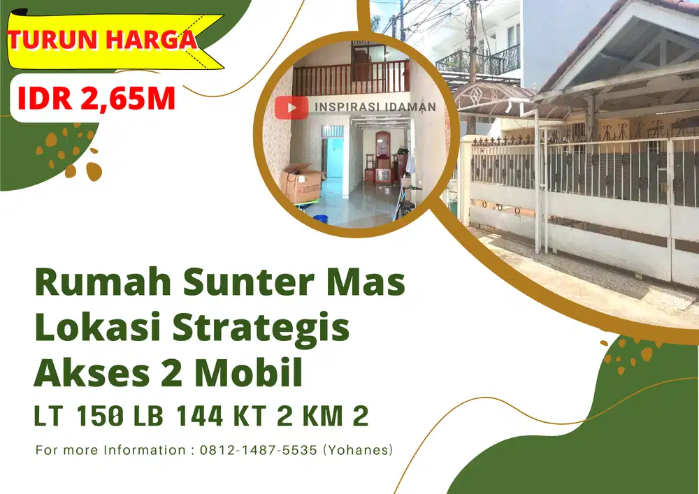 Rumah Sunter Mas Lokasi Strategis Akses 2 Mobil