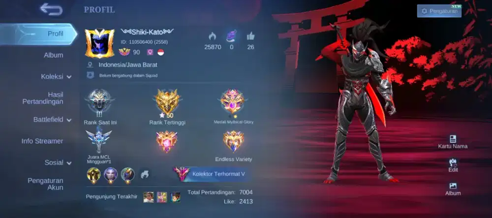 Akun ML Pribadi - Full Hero - Siap Turnamen