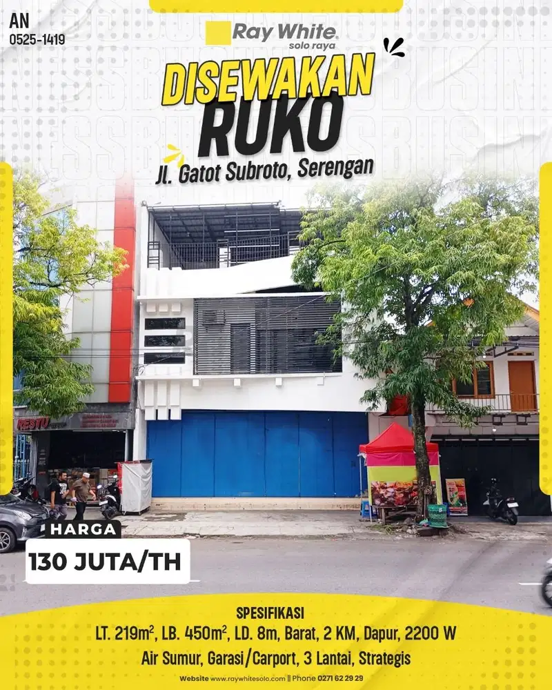 Disewakan Ruko 3 Lantai Siap Pakai Kawasan Bisnis Di Tengah Kota Solo