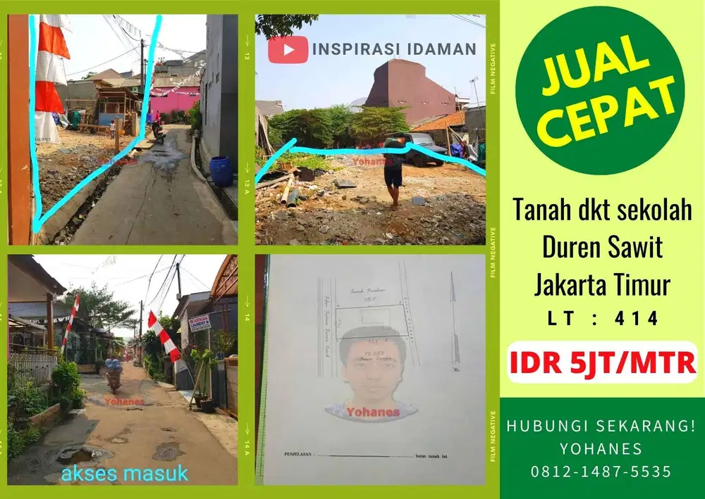 Tanah Duren Sawit lt 414 dkt sekolah Jakarta Timur