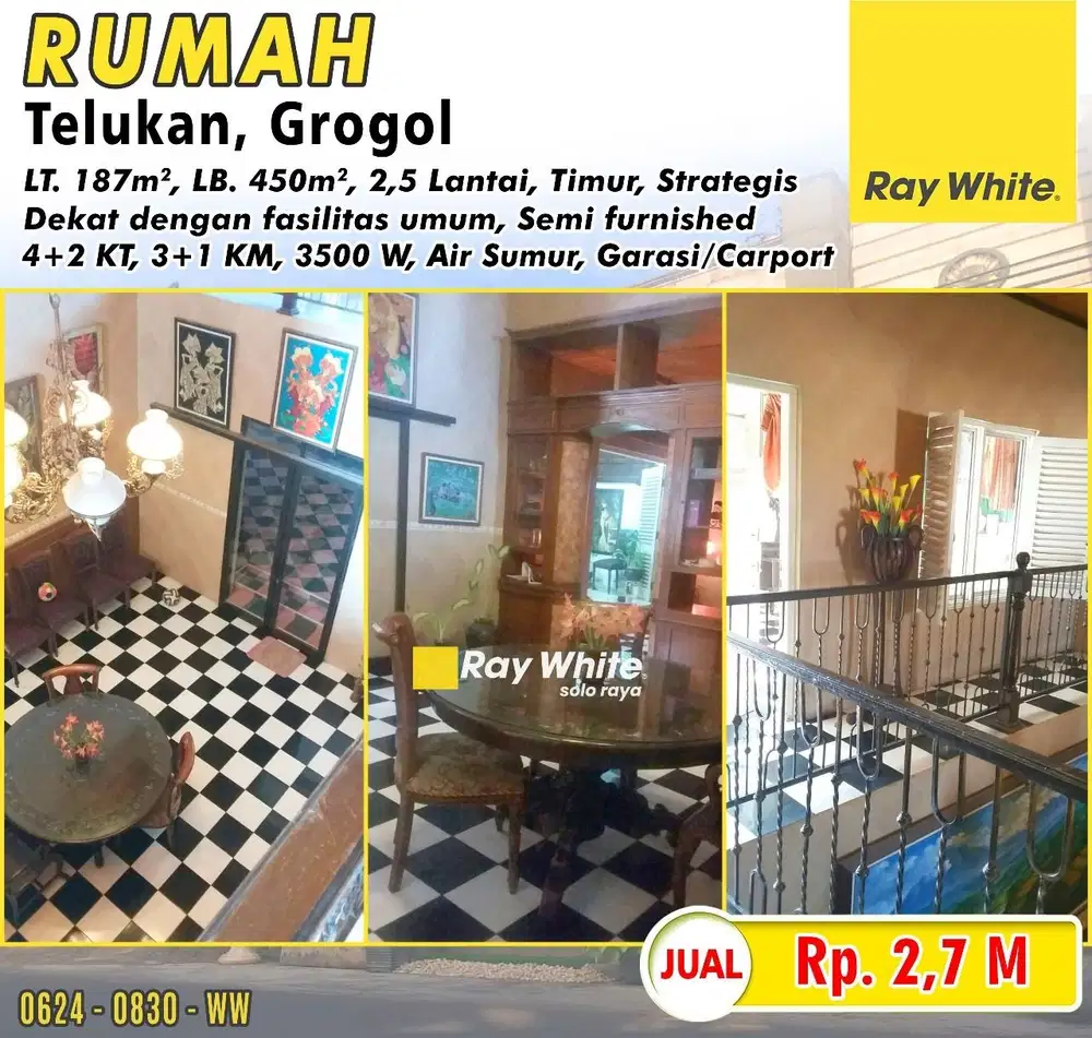 Dijual Cepat Rumah 2,5 Lantai Semi Furnish Classic di Telukan Grogol