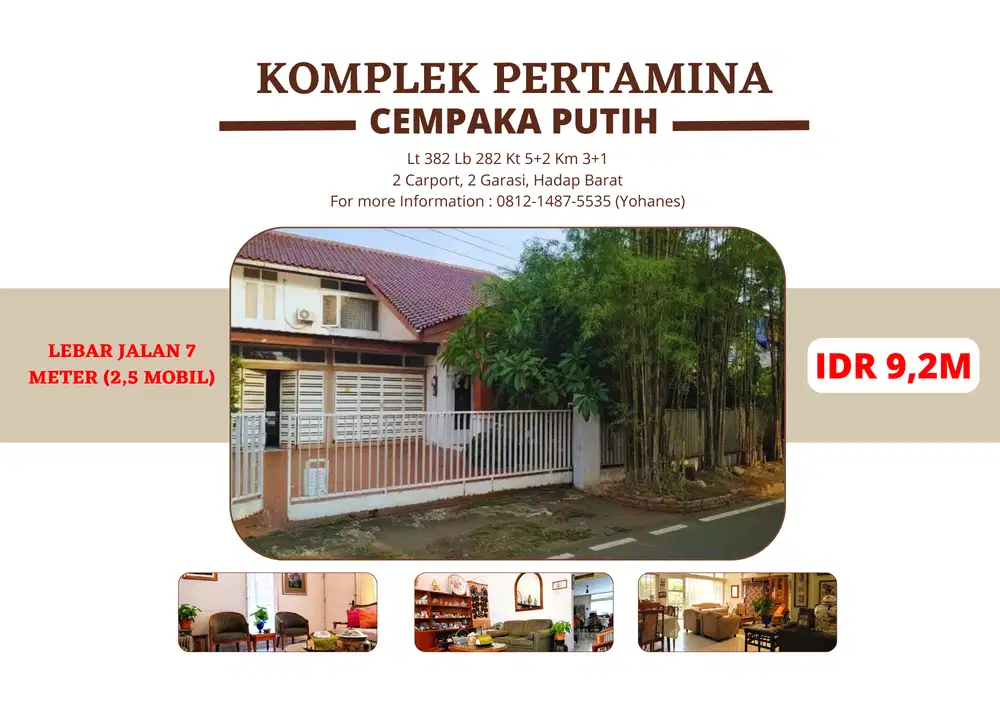 Rumah Cempaka Putih Komplek Pertamina Lokasi Strategis