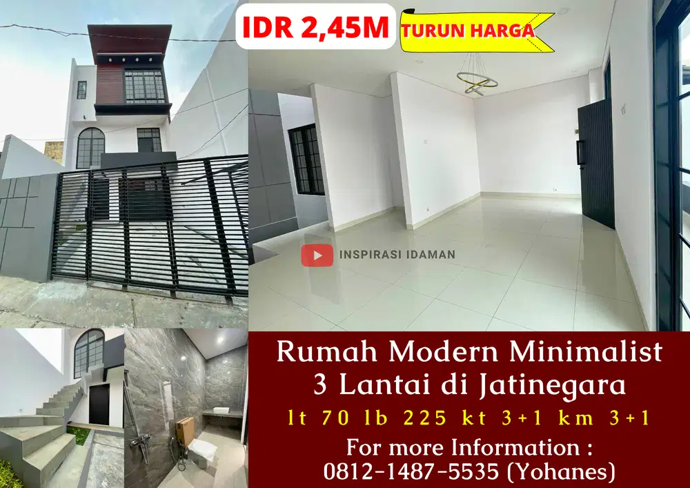 Rumah Modern Minimalist 3 Lantai di Jatinegara