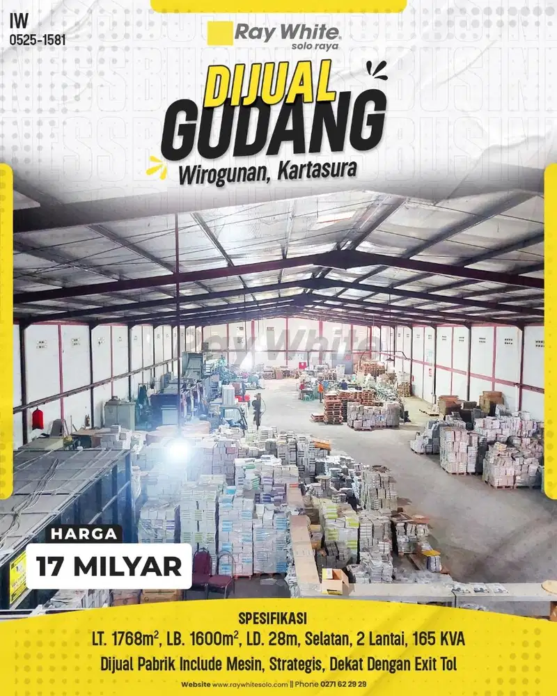 Dijual Gudang Dijual Berserta Mesin di Wirogunan, Kartasura