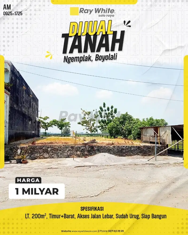 Dijual Tanah Siap Bangun Di Ngemplak Boyolali Dekat Bandara