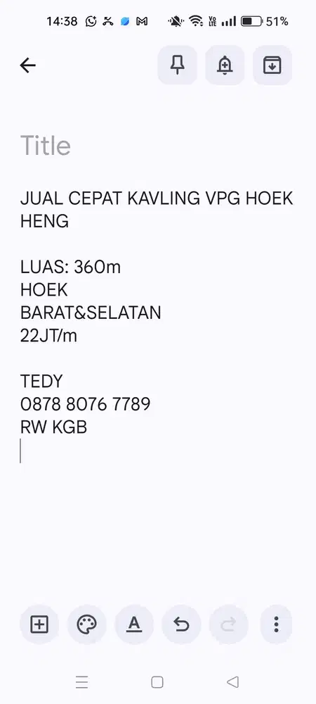 JUAL CEPAT KAVLING HOKI VPG HOEK HENG