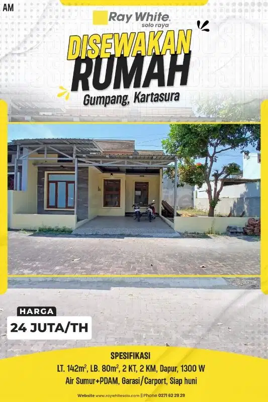 Disewakan Rumah Cluster Harga Murah Dekat Kampus UMS Solo