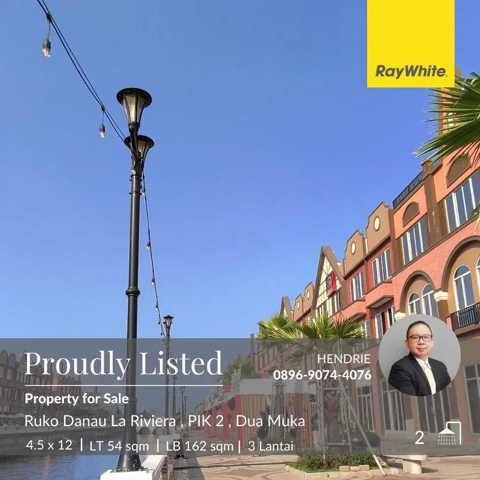 Di J U A L  RUKO DUA MUKA - 3 LANTAI -  HADAP DANAU - LA RIVIERA PIK2