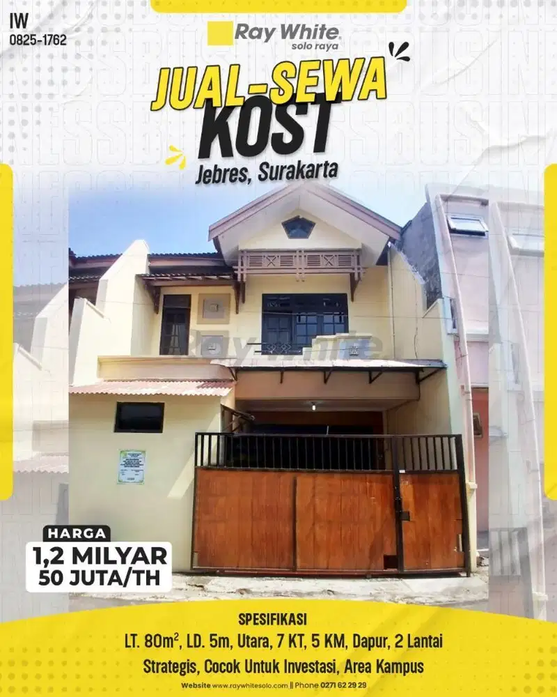 Dijual Kost 7 Kamar di Area Kampus Jebres!